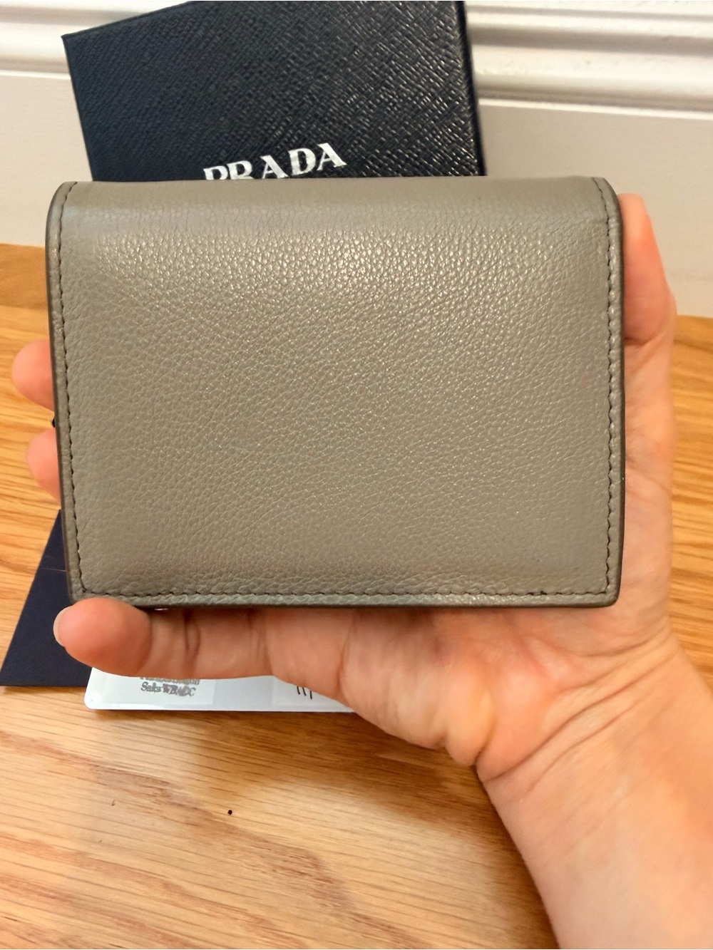 Prada Argilla Leather Wallet in Clay Gray - Picture 3 of 10